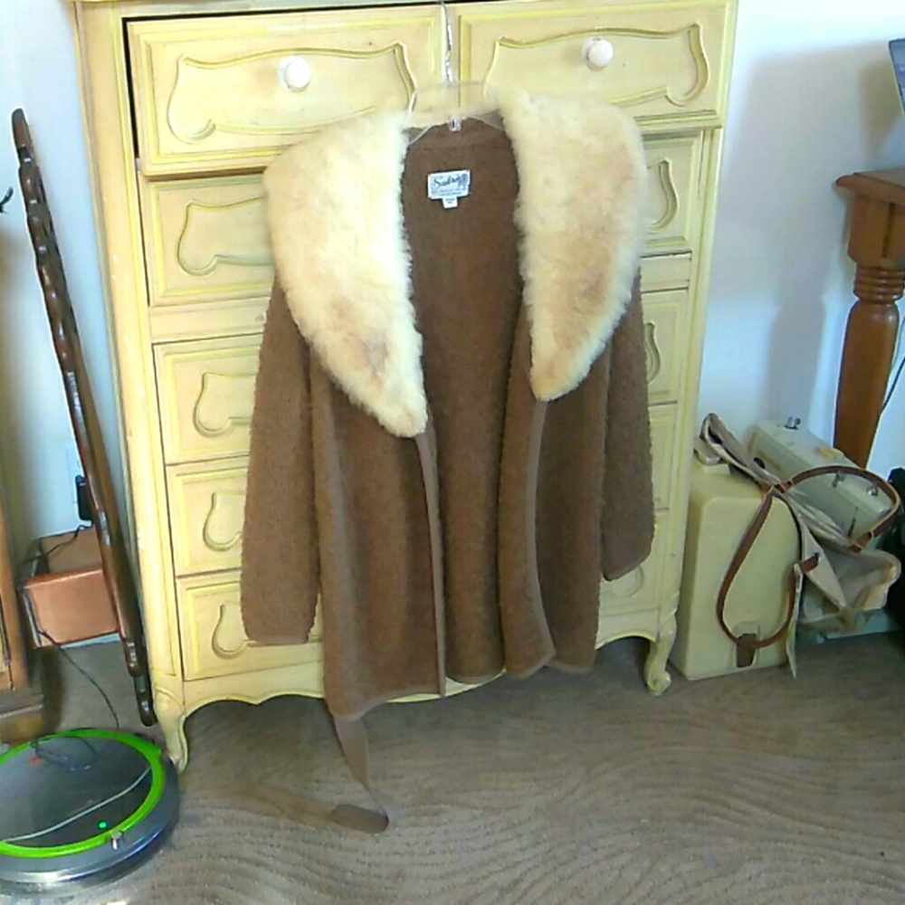 Women's Sweater in a Camel Color with a Tie Front